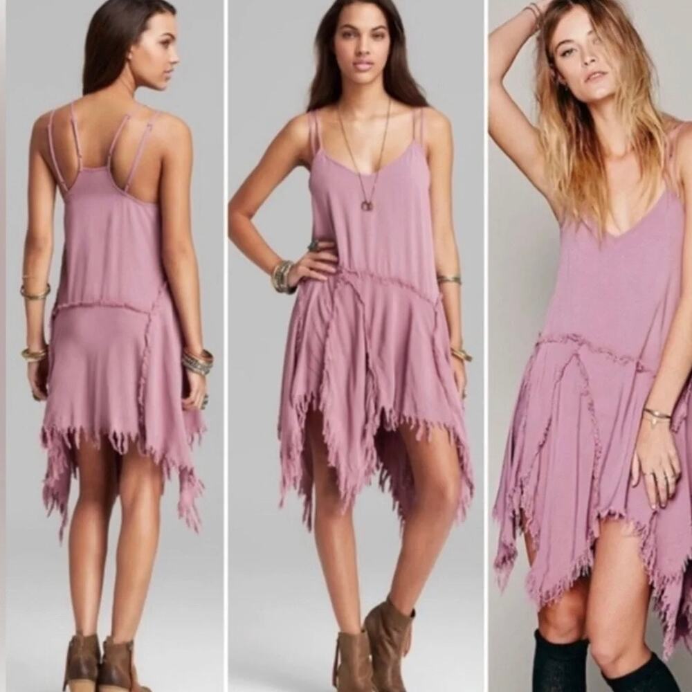 Free People Intimately Tattered Up Slip Dress - Mauve - Size S - Picture 1 of 7